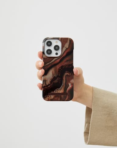 Printed Case MagSafe iPhone 15PL Dark Amber Marble