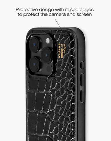 Vegan Leather Case MagSafe iPhone 15PR Black Croco