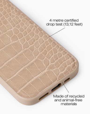 Vegan Leather Case iPhone 13/14/15 Warm Beige Croco