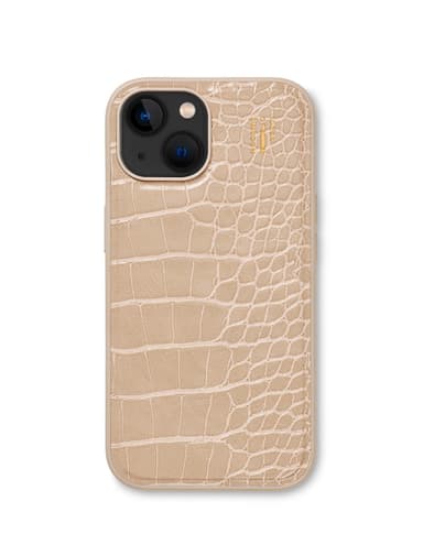Vegan Leather Case iPhone 13/14/15 Warm Beige Croco