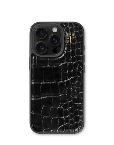 Vegan Leather Case iPhone 16PM Black Croco