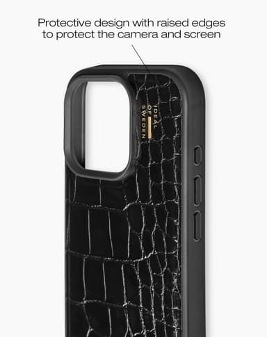Vegan Leather Case iPhone 16PM Black Croco