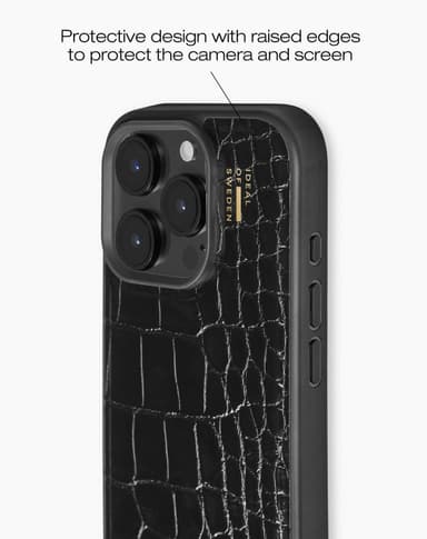 Vegan Leather Case iPhone 16PM Black Croco