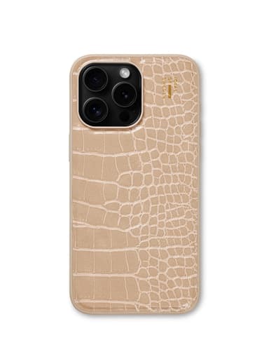 Vegan Leather Case MagSafe iPhone 15PM Warm Beige Croco