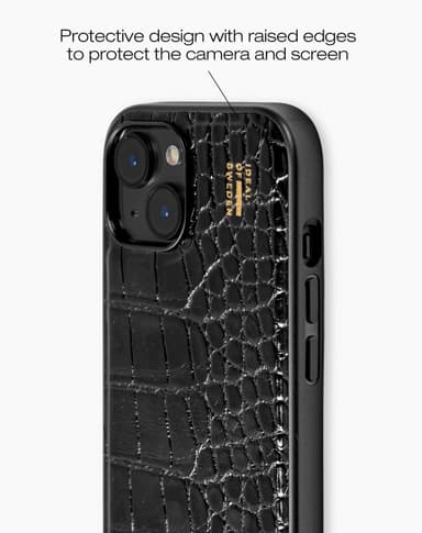 Vegan Leather Case iPhone 13/14/15 Black Croco