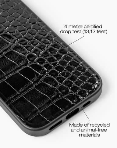 Vegan Leather Case iPhone 13/14/15 Black Croco