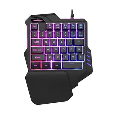 Yhden käden pelinäppäimistö valaistuksella - 7 RGB-väriä
