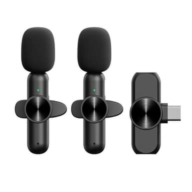 2 langatonta mikrofonia vastaanottimella USB-C