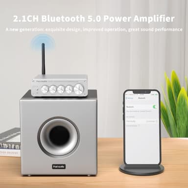 Fosi Audio BT30D-S Bluetooth 5.0 stereoäänivastaanotinvahvistin 2.1-kanavainen minihifi-luokan D integroitu vahvistin 2x50 wattia