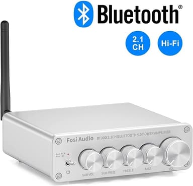Fosi Audio BT30D-S Bluetooth 5.0 stereoäänivastaanotinvahvistin 2.1-kanavainen minihifi-luokan D integroitu vahvistin 2x50 wattia