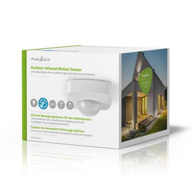 Nedis Liiketunnistin | Sisä-ja Ulkotiloihin | 3-Wire | Tyyppi F (CEE 7/7) | 360 ° | 5 - 300 W | 300 W | 1200 W | 3 - 2000 Lux | Anturitekniikka: PIR | Anturi ulottuvilla: 2.0 - 8.0 m