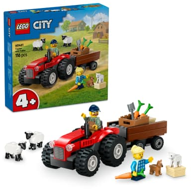 LEGO City Maatilan punainen traktori, peräkärry ja lampaat 60461
