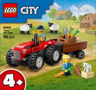 LEGO City Maatilan punainen traktori, peräkärry ja lampaat 60461