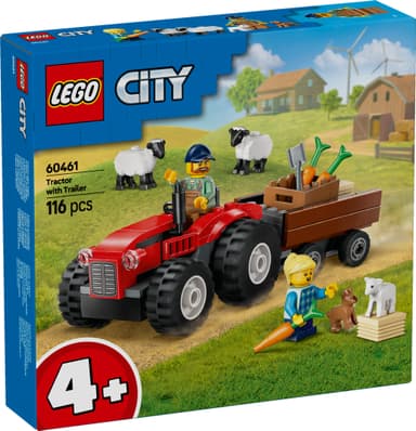 LEGO City Maatilan punainen traktori, peräkärry ja lampaat 60461