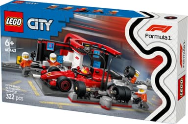 LEGO City F1-varikkopysähdys ja varikkomiehistö sekä Ferrari-auto 60443