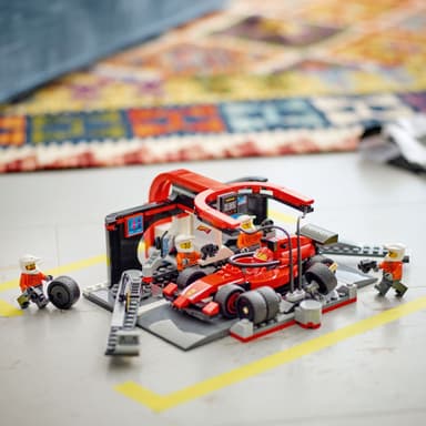 LEGO City F1-varikkopysähdys ja varikkomiehistö sekä Ferrari-auto 60443