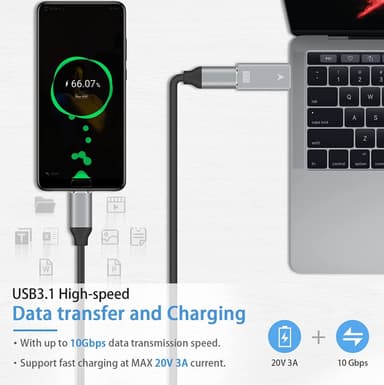 NÖRDIC USB3.2 Gen2 USB-C-USB-A-sovitin 10Gbps metalli hopea