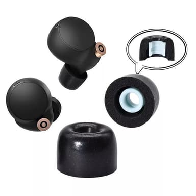 Sony WF-1000XM4 korvatyynyjen muistivaahto kuulokeosista - (3 eri kokoa S/M/L) - Musta