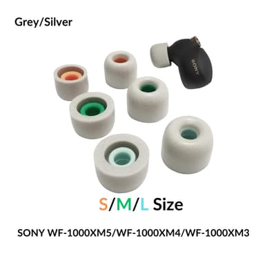 Sony WF-1000XM4 korvatyynyjen muistivaahto kuulokeosista - (3 eri kokoa S/M/L) - Hopea