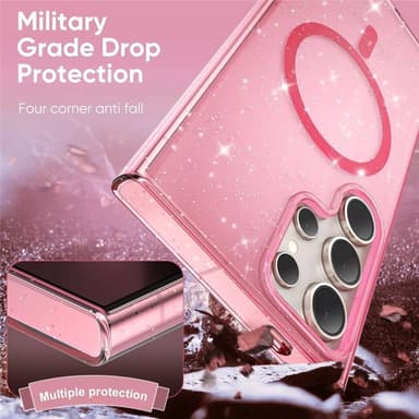 Glitter MagSafe kuori Samsung Galaxy S25 Ultra - Pink