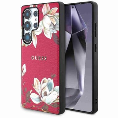Guess Grained Flower MagSafe kuori Samsung Galaxy S25 Ultra - Fuchsia