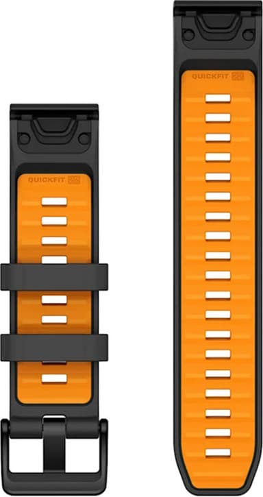 Garmin 22 mm QuickFit Silicone kelloranneke (grafiitti/oranssi)