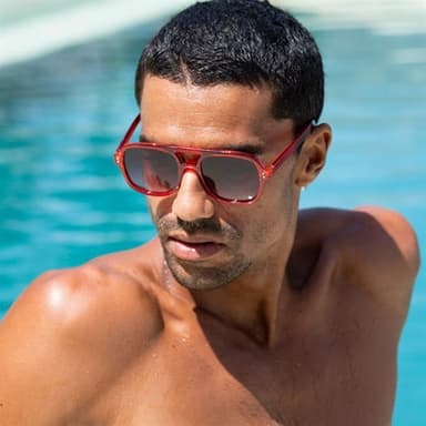 Punaiset Aviator-aurinkolasit – 100 % UV-suoja (kategoria 3), unisex-malli