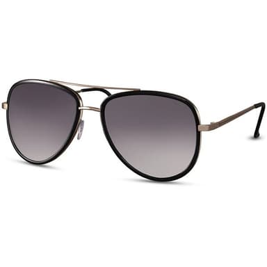 Unisex Aviator-aurinkolasit – Kultainen kehys, mustat linssit, 100 % UV-suoja, kierrätetty materiaali