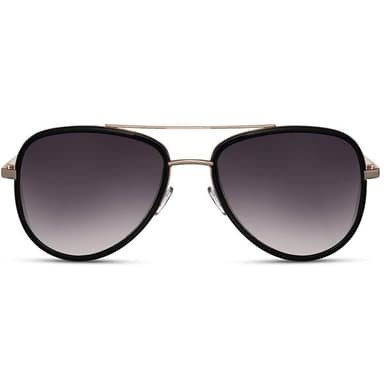 Unisex Aviator-aurinkolasit – Kultainen kehys, mustat linssit, 100 % UV-suoja, kierrätetty materiaali