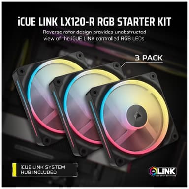 Corsair iCUE LINK LX120 RGB 120 mm PWM tuuletin aloituspakkaus (3 kpl)