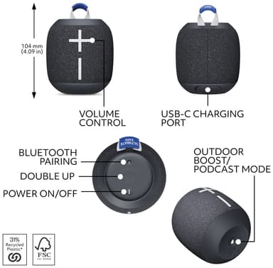 Ultimate Ears WONDERBOOM 4 kannettava langaton kaiutin (musta)