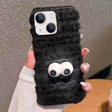 Pörröinen leivontakuori hintaan iPhone 13 - Googly Eyes / Svart