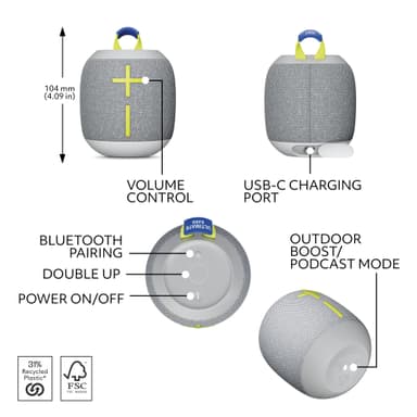 Ultimate Ears WONDERBOOM 4 kannettava langaton kaiutin (Joy. Brights)