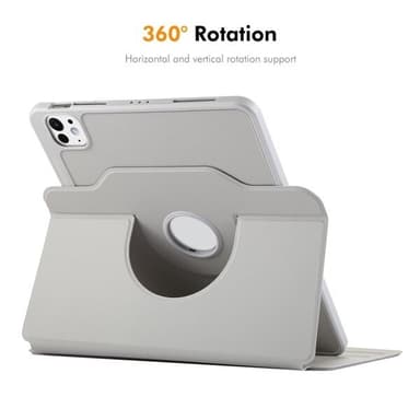 Keinonahkakotelo jalustalla iPad Pro 11 2024 - harmaa