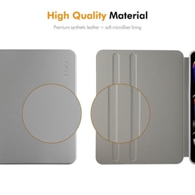 Keinonahkakotelo jalustalla iPad Pro 11 2024 - harmaa