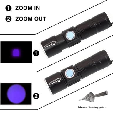 UV-taskulamppu USB ladattava 395nm LED-ultraviolettivalotunnistin