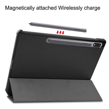 Kolminkertainen teline älykotelo Samsung Galaxy Tab S7 Plus -puhelimelle - musta