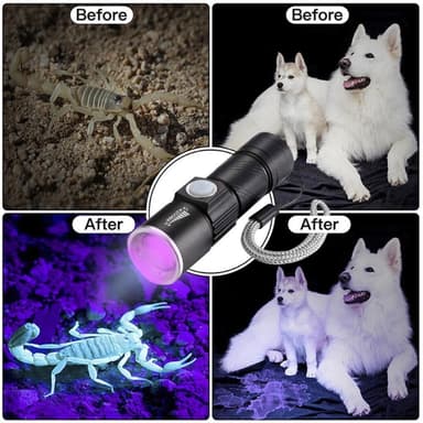 UV-taskulamppu USB ladattava 395nm LED-ultraviolettivalotunnistin