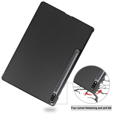 Kolminkertainen teline älykotelo Samsung Galaxy Tab S7 Plus -puhelimelle - musta