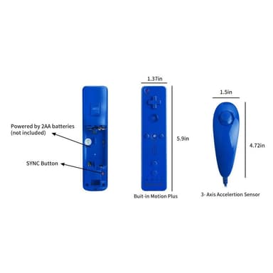 Yhteensopiva Wii Controller Set Motion Plusin kanssa, Bulk Dark Blue