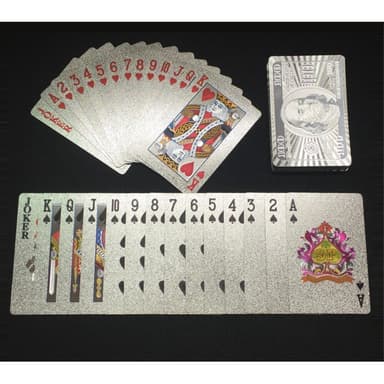 54kpl Creative Vedenpitävä 100 dollarin muoviset pokeripelikortit - hopea