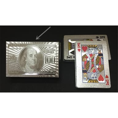 54kpl Creative Vedenpitävä 100 dollarin muoviset pokeripelikortit - hopea
