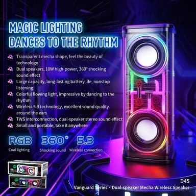 Bluetooth-kaksoissarvikaiutin RGB-kevyt subwoofer-musiikkisoitin