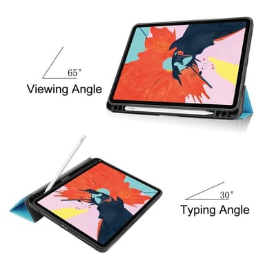 Apple iPad Air (2020) (2022) Kolminkertainen jalusta tablettikotelo - vaaleansininen