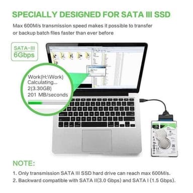 Nopea SATA- ja USB 3.0 -sovitinkaapeli