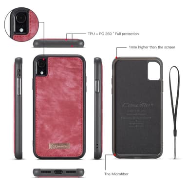 CASEME Irrotettava 2-in-1 Monipaikkainen Lompakkokotelo iPhone XS Max Punainen