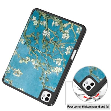 iPad Pro 11 (2024) Kolminkertainen Teline Tabletin Suojakuori Kynäpidikkeellä - Blossom