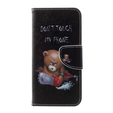 Ristikuvioitu Kuviollinen Lompakkokotelo Samsung Galaxy S10 - Angry Bear ja varoitussanat