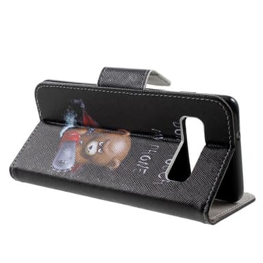 Ristikuvioitu Kuviollinen Lompakkokotelo Samsung Galaxy S10 - Angry Bear ja varoitussanat