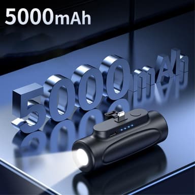 5000mAh kannettava puhelimen laturi USB-C taskulampulla